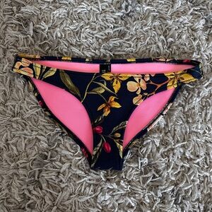 navy blue flower patterned triangl bathing suit bottoms